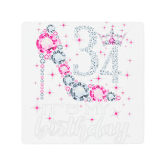 34 It's My Birthday 1987 34th Birthday Gift Tee Fo Metal Print
