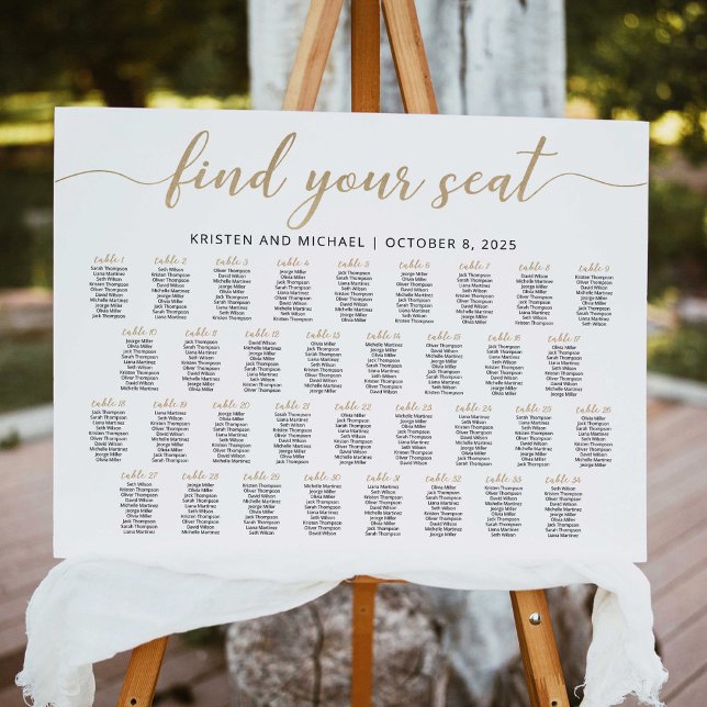 34 Tables Find Your Seat Seating Chart  Foam Board (Creator Uploaded)