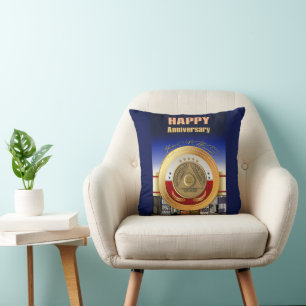 34 Year CUSTOM NAME Sober Anniversary Coin Award Throw Pillow