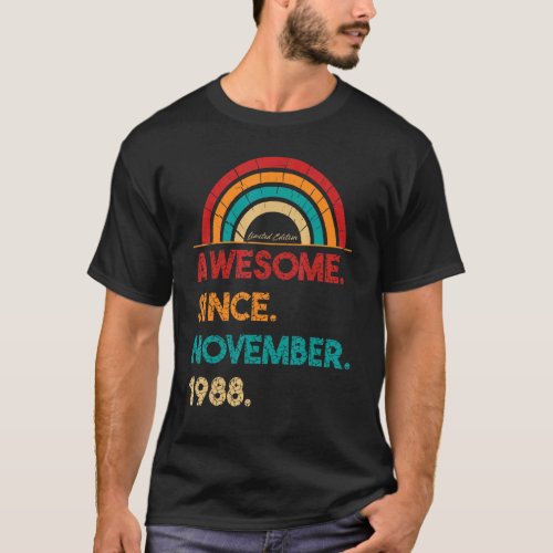 34 Year Old Awesome Since November 1988  34th Birt T_Shirt