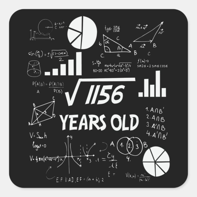 34 Year Old Bday Math Teacher 34th Birthday Gift Square Sticker (Front)