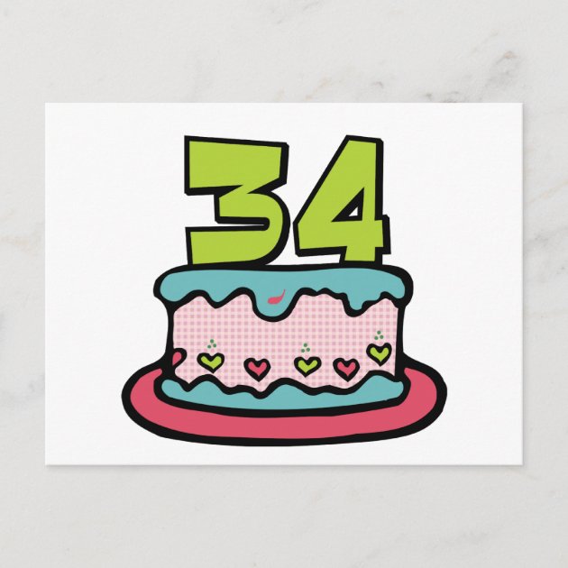 Birthday Cake With Candles Number Thirty Four Isolated On White Stock Photo  - Download Image Now - iStock