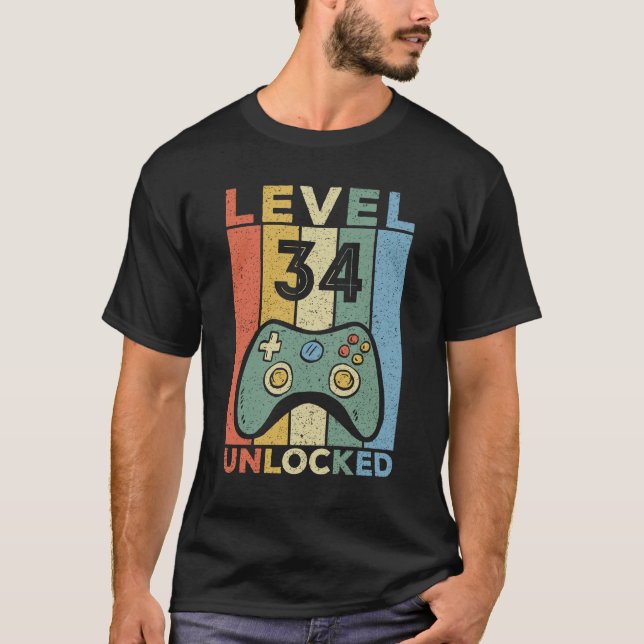 34 Year Old Gifts Men Gamer 34th Birthday Gift T-Shirt (Front)