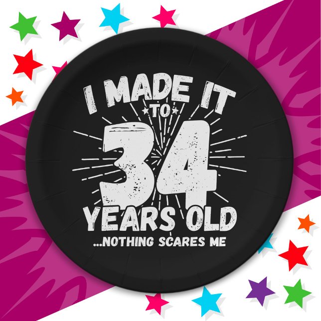 34 Year Old Sarcastic Meme Funny 34th Birthday Paper Plates (Creator Uploaded)
