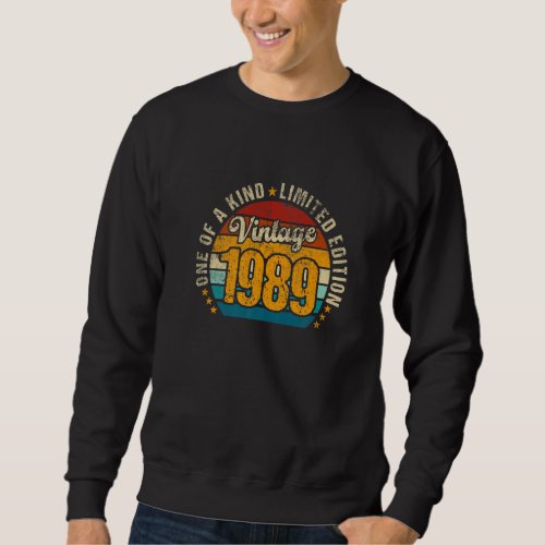 34 year Old Vintage 1989  34th Birthday Sweatshirt