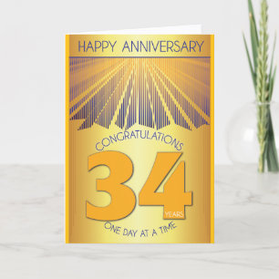 34 Year Sober Anniversary   Golden Ray 12 Step  Card