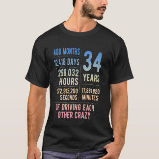 34 Years Married Funny 34th Wedding Anniversary T-Shirt