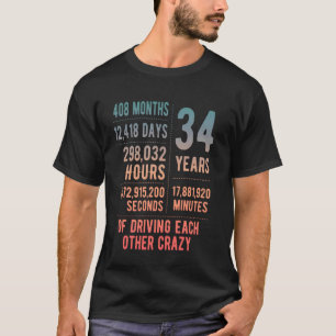 34 Years Married Funny 34th Wedding Anniversary T-Shirt