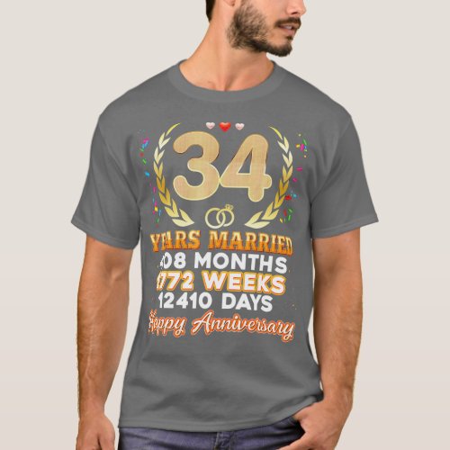 34 Years Married Happy 34th Wedding Anniversary Co T_Shirt