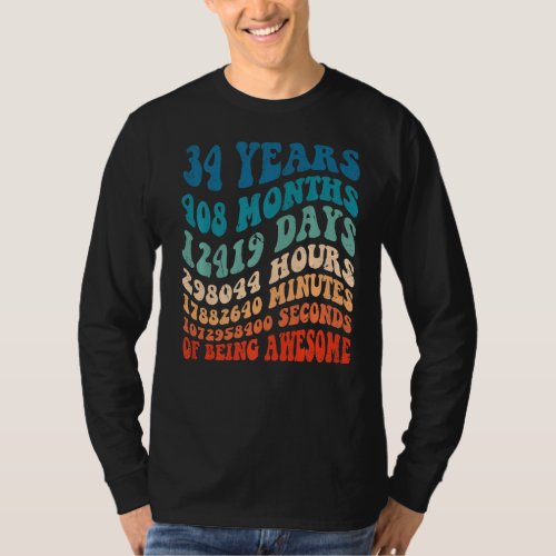 34 Years Old 34th Birthday Cool Vintage Retro 408  T_Shirt