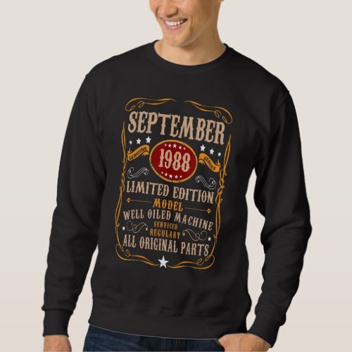 34 Years Old 34th Birthday Decoration September 19 Sweatshirt