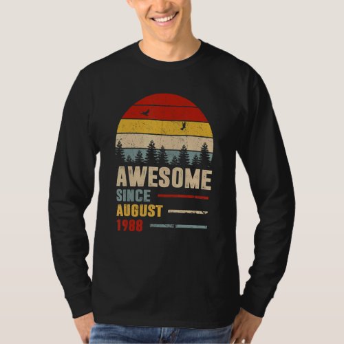 34 Years Old  Awesome Since August 1988th Birthday T_Shirt
