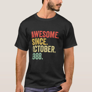 34 Years Old Awesome Since October 1988 34th Birt T-Shirt