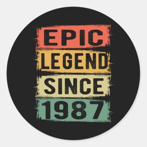 34 Years Old Bday 1987 Epic Legend 34th Birthday Classic Round Sticker
