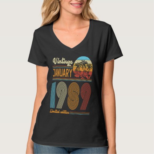 34 Years Old Birthday  Vintage January 1989 Women  T_Shirt