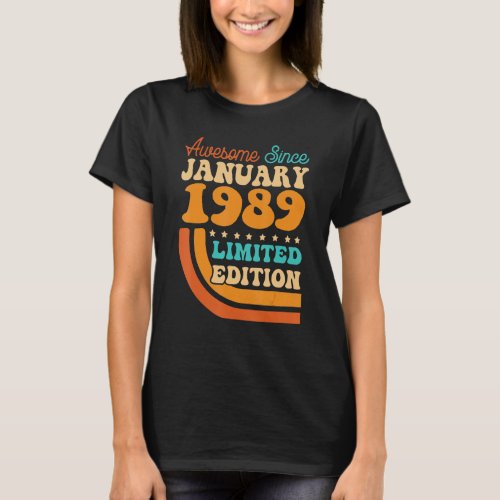 34 Years Old Born in January 1989  34th Birthday T_Shirt