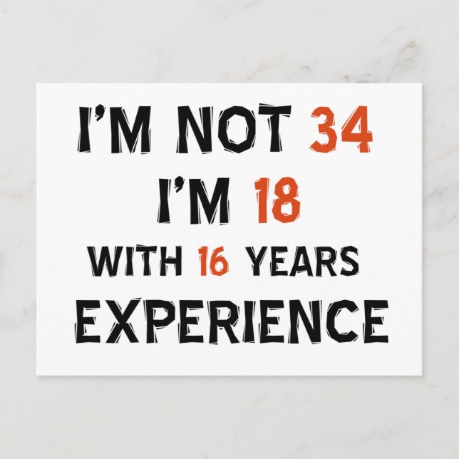 34 years old designs postcard (Front)