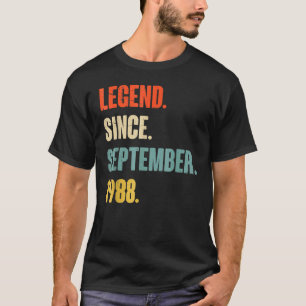 34 Years Old Legend Since September 1988 34th Bir T-Shirt