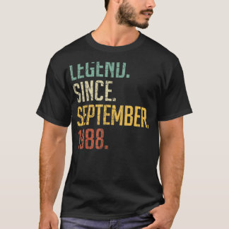 34 Years Old Legend Since September 1988 34th Bir T-Shirt