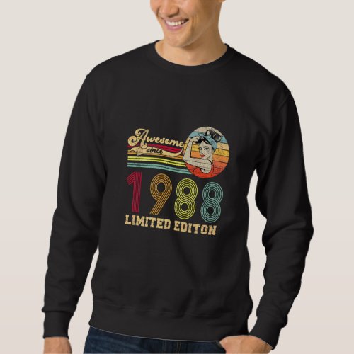 34 Years Old Retro Awesome 1988  Editon 34th Birth Sweatshirt