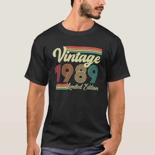 34 Years Old Vintage 1989 Born In 1989 34th T_Shirt