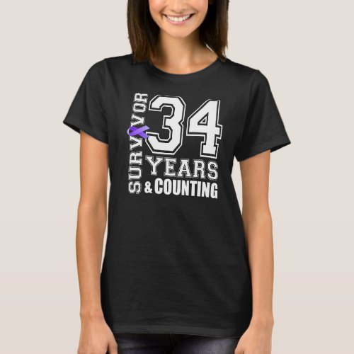 34 Years Survivor I Wear Purple Ribbon Lupus Aware T_Shirt