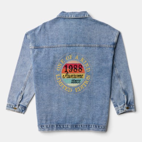 34 Ys Old Legend Since 1988 34th Birth Vintage Awe Denim Jacket