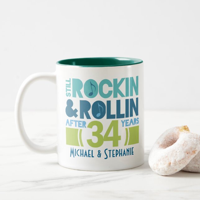 34th Anniversary Personalized Mug Gift (With Donut)