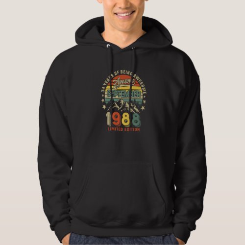 34th Birthday 34 Years Awesome Since September 198 Hoodie