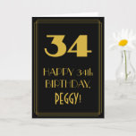 [ Thumbnail: 34th Birthday – Art Deco Inspired Look "34" & Name Card ]