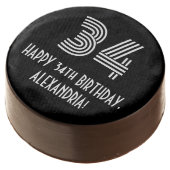 34th Birthday - Art Deco Inspired Look "34", Name Chocolate Covered Oreo (Angled)