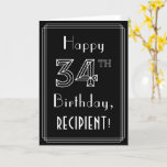 [ Thumbnail: 34th Birthday: Art Deco Style # 34 & Custom Name Card ]