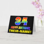 [ Thumbnail: 34th Birthday: Bold, Fun, Simple, Rainbow 34 Card ]