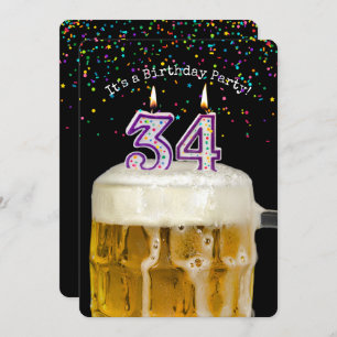 34th Birthday Candle Party Invitation