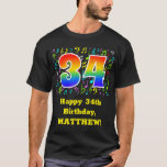 [ Thumbnail: 34th Birthday: Colorful Music Symbols, Rainbow 34 T-Shirt ]