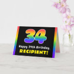 [ Thumbnail: 34th Birthday: Colorful Rainbow # 34, Custom Name Card ]