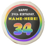 [ Thumbnail: 34th Birthday: Colorful Rainbow # 34, Custom Name ]