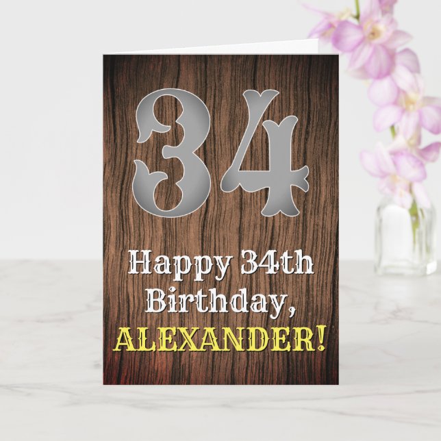 34th Birthday: Country Western Inspired Look, Name Card (Orchid)