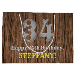 [ Thumbnail: 34th Birthday: Country Western Inspired Look, Name Gift Bag ]