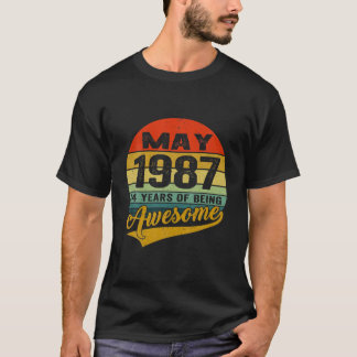34Th Birthday Decorations May 1987 Men Women 34 Ye T-Shirt