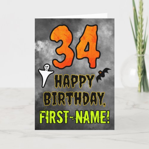 34th Birthday Eerie Halloween Theme  Custom Name Card