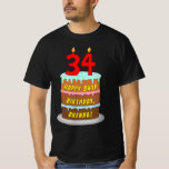 [ Thumbnail: 34th Birthday — Fun Cake & Candles, W/ Custom Name T-Shirt ]