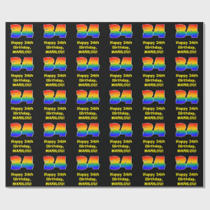 34th Birthday: Fun, Colorful Rainbow Inspired # 34 Wrapping Paper