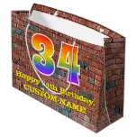 [ Thumbnail: 34th Birthday: Fun, Graffiti-Inspired Rainbow # 34 Gift Bag ]