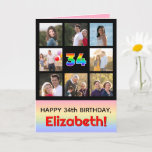 [ Thumbnail: 34th Birthday: Fun Rainbow #, Custom Photos + Name Card ]