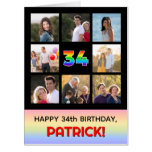 [ Thumbnail: 34th Birthday: Fun Rainbow #, Custom Photos & Name Card ]