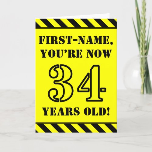 34th Birthday Fun Stencil Style Text Custom Name Card