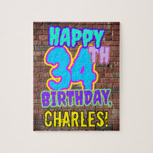 34th Birthday ~ Fun, Urban Graffiti Inspired Look Jigsaw Puzzle