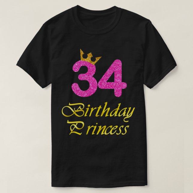34th Birthday Gift Princess Girl Tee For 34 Years  (Design Front)