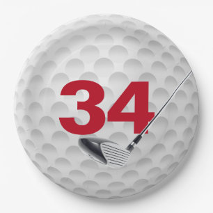 34th Birthday Golf Ball Design  Paper Plates